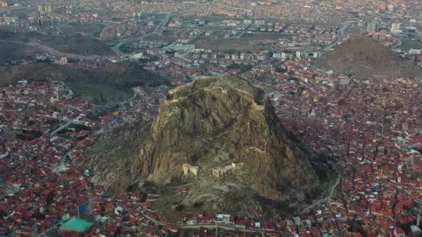 Castelul Karahisar Munte Stâncos Afyon Turcia — Videoclip de stoc