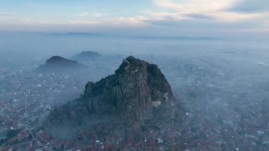 Karahisar castle in the fog, Afyonkarahisar, Turkey