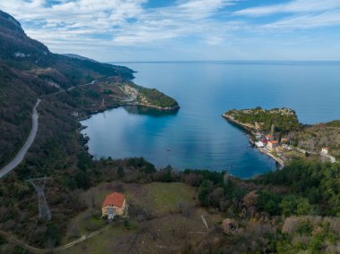 Gideros körfezi manzaralı, Cide, Kastamonu, Türkiye, ayrıca Genoese tarihli Karadeniz 'in en güzel doğal körfezi.