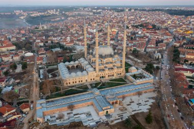 Edirne 'de Selimiye Camii dış görünüşü. Edirne Osmanlı İmparatorluğu 'nun başkentiydi..