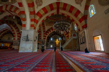 Edirne, Turkey - December 24, 2021 : 15th century Old Mosque (Eski Camii), beautiful early Ottoman architecture