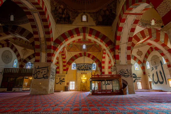 Edirne, Turkey - December 24, 2021 : 15th century Old Mosque (Eski Camii), beautiful early Ottoman architecture