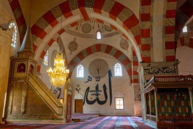 Edirne, Turkey - December 24, 2021 : 15th century Old Mosque (Eski Camii), beautiful early Ottoman architecture