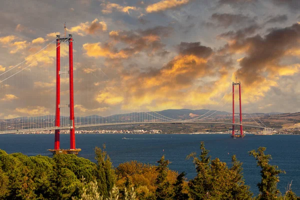 Nouveau Pont Reliant Deux Continents 1915 Pont Canakkale Pont Dardanelles — Photo