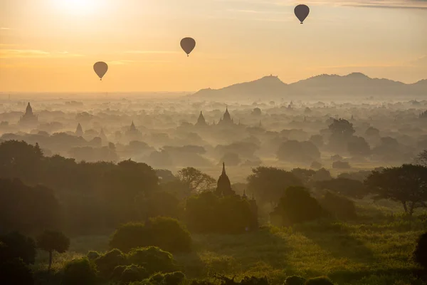 Létající Horkovzdušné Balónky Baganu Myanmar — Stock fotografie