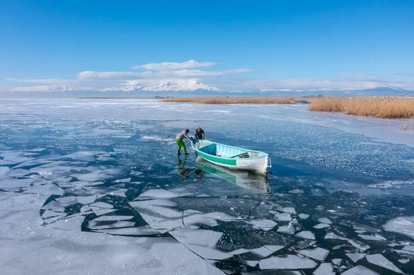 Beyehir Lake and its frozen state, Konya, Turkey
