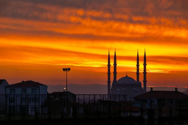Mešita Selimiye Jedinečný Západ Slunce Edirne Turecko — Stock fotografie