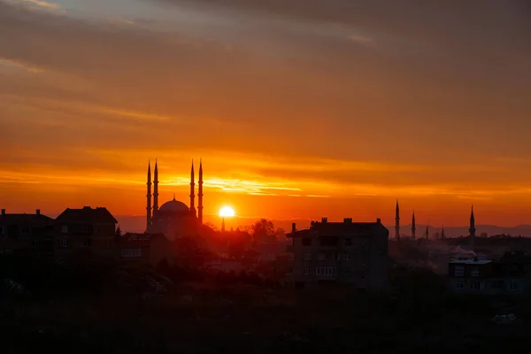 Mezquita Selimiye Una Puesta Sol Única Edirne Turquía — Foto de Stock