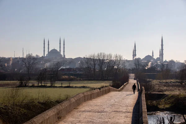 Mešita Selimiye Jedinečný Západ Slunce Edirne Turecko — Stock fotografie
