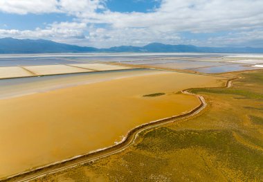 Acigol Gölü 'nün havadan görünüşü, Denizli Türkiye.