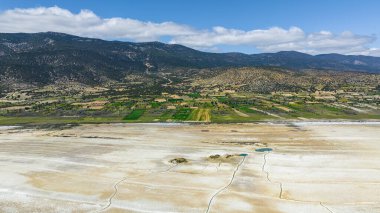 Acigol Gölü 'nün havadan görünüşü, Denizli Türkiye.