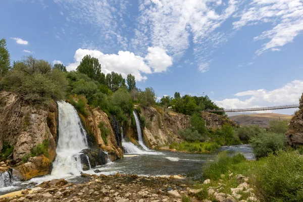 stock image Muradiye waterfall, which is located on the Van - Dogubeyazit highway, a natural wonder often visited by tourists in Van, Turkey