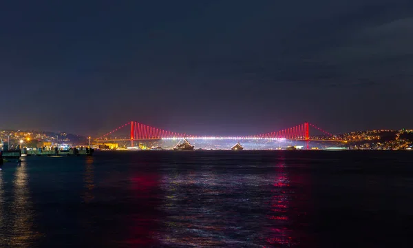 Istanbul Bridge Con Fuochi Artificio Istanbul Bosforo Turchia — Foto Stock
