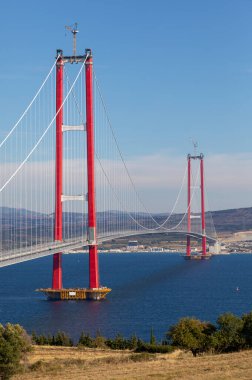 new bridge connecting two continents 1915 canakkale bridge (dardanelles bridge), Canakkale, Turkey clipart
