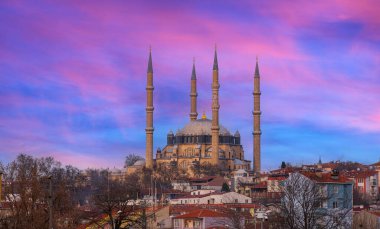 Edirne 'de Selimiye Camii dış görünüşü. Edirne Osmanlı İmparatorluğu 'nun başkentiydi..