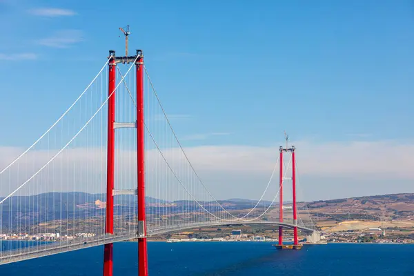 stock image new bridge connecting two continents 1915 canakkale bridge (dardanelles bridge), Canakkale, Turkey