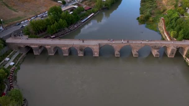 Historic Ten Eyed Bridge View Gozlu Kopru — Stock Video