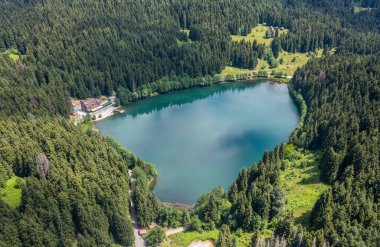 Savsat Karagol lake is a large trout lake in the forest in Artvin