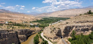 Kemah district city entrance. View of Sultan Melik Tomb, Erzincan, Turkey