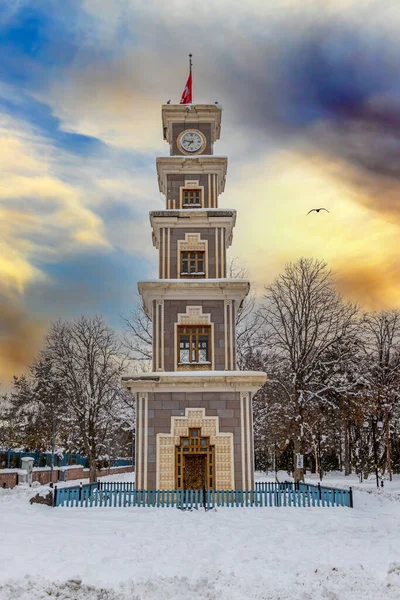 Torre Reloj Erzinca Invierno Turquía — Foto de Stock