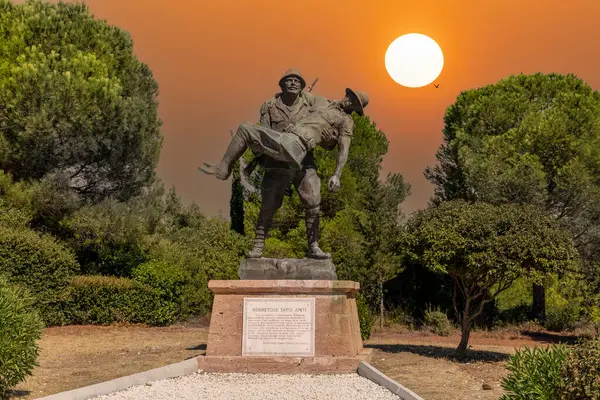 A monument to the Turkish soldier who carried the wounded Australian officer and helped, Gallipoli