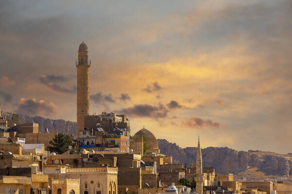 Ancient and stone houses of Old Mardin (Eski Mardin) with Mardin Castle, Located South Eastern of Turkey