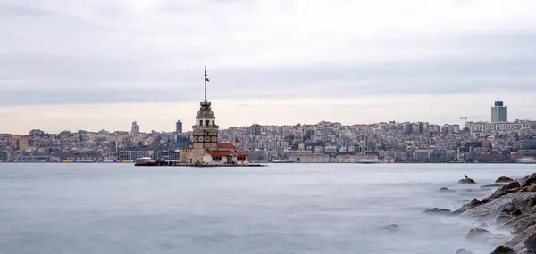 Maiden\'s Tower and Istanbul city skyline cityscape of Turkey