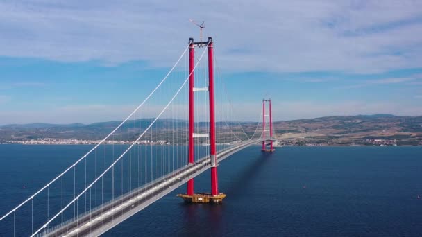 Kıtayı Birbirine Bağlayan Yeni Köprü 1915 Kanakkale Köprüsü Dardanelles Köprüsü — Stok video