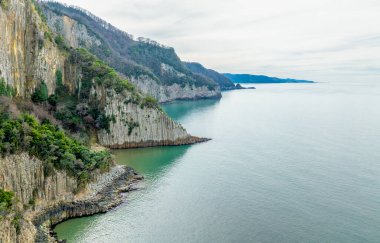 Seksen milyon yıl önce Bartn 'ın Gzelcehisar kıyısındaki volkanlardan akan lavların soğuması ve kristalleşmesi sonucu oluşan lav sütunları..