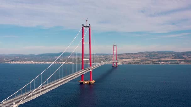 Nuevo Puente Que Conecta Dos Continentes 1915 Puente Canakkale Puente — Vídeo de stock