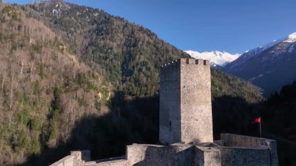 Исторический Замок Зилькале Zil Kale Расположенный Горах Камлемзин Ризе Какар — стоковое видео