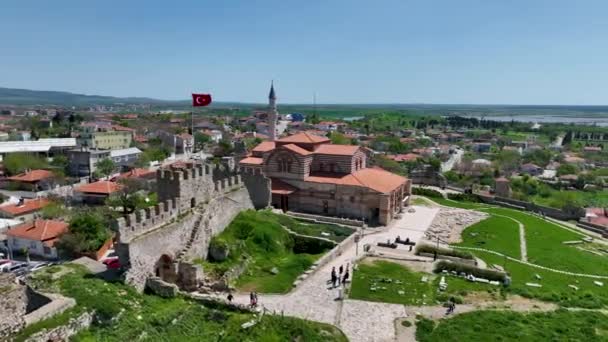 Widok Meczet Hagia Sophia Starożytny Meczet Enez Ainos Fatih Meczet — Wideo stockowe