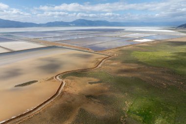 Acigol Gölü ve doğal ağaç figürlerinin havadan görünüşü, Denizli Türkiye.