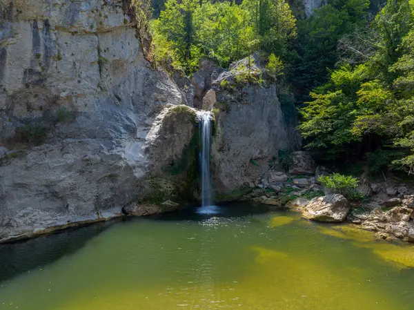 stock image Aerial view of of Ilca Waterfall in Kre Mountains National Park, Turkey