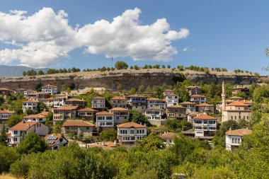 Safranbolu 'daki geleneksel Osmanlı Evleri. Safranbolu UNESCO Dünya Mirası Alanı. Eski ahşap köşkler Türk mimarisi. Safranbolu manzara görüntüsü.