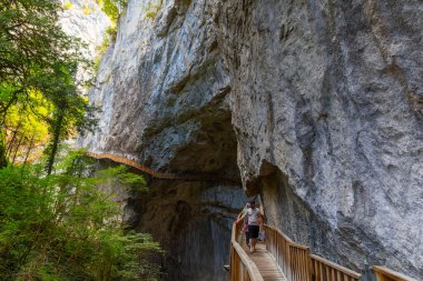 Horma Canyon, Kure Mountains National Park, Kastamonu, Turkey. Wooden walking path. clipart