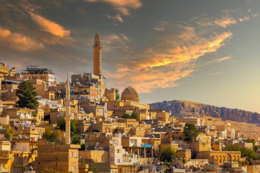 Ancient and stone houses of Old Mardin (Eski Mardin) with Mardin Castle, Located South Eastern of Turkey clipart