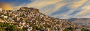 Ancient and stone houses of Old Mardin (Eski Mardin) with Mardin Castle, Located South Eastern of Turkey clipart