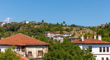 Safranbolu 'daki geleneksel Osmanlı Evleri. Safranbolu UNESCO Dünya Mirası Alanı. Eski ahşap köşkler Türk mimarisi. Safranbolu manzara görüntüsü.