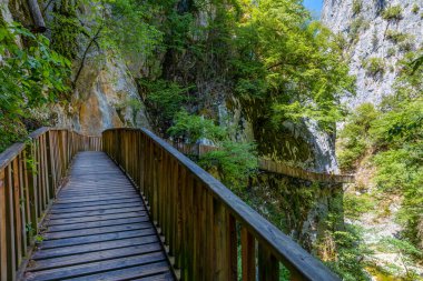 Horma Kanyonu, Kure Dağları Ulusal Parkı, Kastamonu, Türkiye. Tahta yürüyüş yolu.