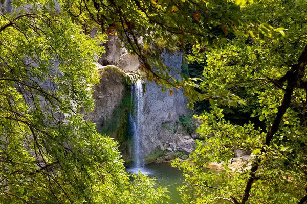 stock image Aerial view of of Ilca Waterfall in Kre Mountains National Park, Turkey