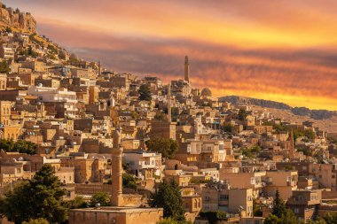 Ancient and stone houses of Old Mardin (Eski Mardin) with Mardin Castle, Located South Eastern of Turkey clipart