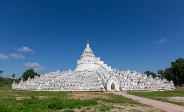 The white pagoda of Hsinbyume is located near Mingun Pagoda,near Mandalay, Myanmar. clipart