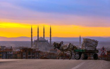 Edirne 'de Selimiye Camii dış görünüşü. Edirne Osmanlı İmparatorluğu 'nun başkentiydi..