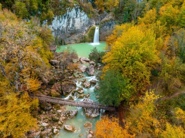 Kre Dağları Ulusal Parkı 'ndaki Ilca Şelalesi' nin hava manzarası, Türkiye