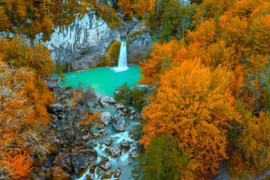 Kre Dağları Ulusal Parkı 'ndaki Ilca Şelalesi' nin hava manzarası, Türkiye