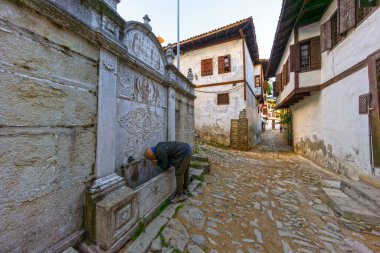 Safranbolu 'daki geleneksel Osmanlı Evleri. Safranbolu UNESCO Dünya Mirası Alanı. Eski ahşap köşkler Türk mimarisi. Safranbolu manzara görüntüsü.