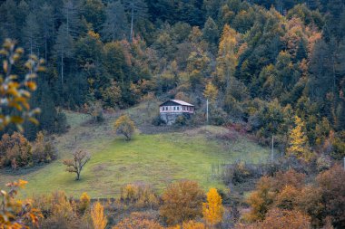 Kastamonu Eyaleti, sonbahar renklerinde eski ahşap evler ve ağaçlar