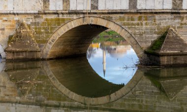 Tunca bridge over Tunca river and Selimiye Mosque inEdirne clipart