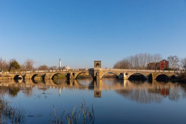 Tunca bridge over Tunca river and Selimiye Mosque inEdirne